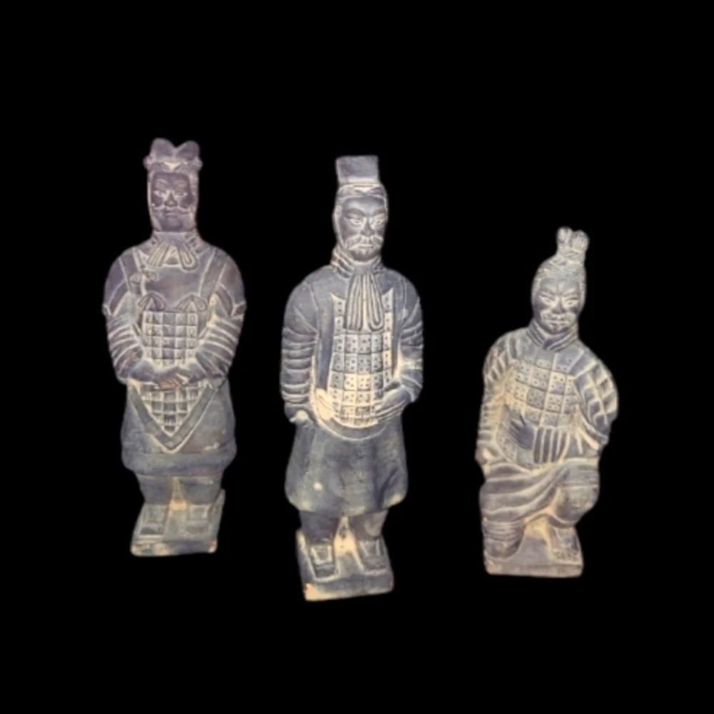 Set of 3 Vintage Asian Terracotta Warriors
